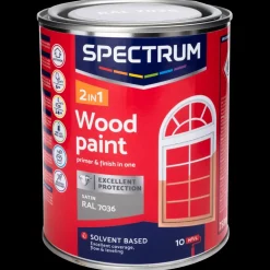 Tous Les Articles Bricolage|Peinture<Spectrum Laque satinée pour bois 2-en-1 RAL 7036 Gris 0.75 litre | Action FR