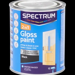 Tous Les Articles Bricolage|Peinture<Spectrum Peinture haute brillance 2-en-1 Noir Noir 750 ml | Action FR